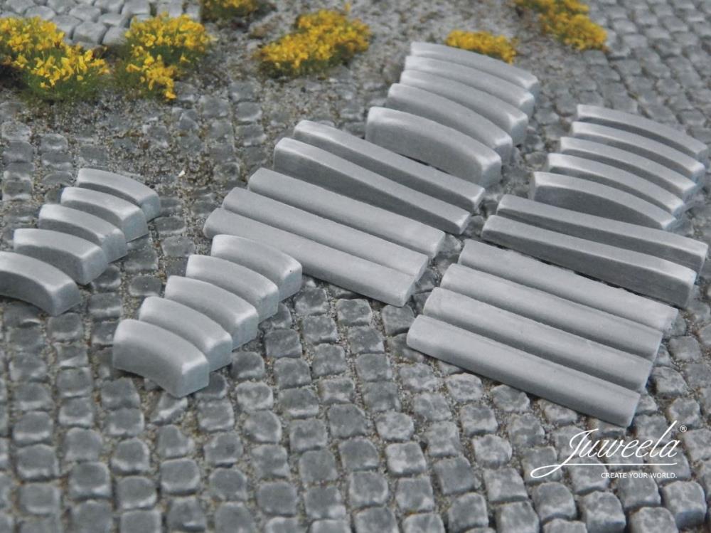 Juweela 23435 Bordsteine Ergänzung (Kurve/Absenk) 3 Satz - 1:32/35