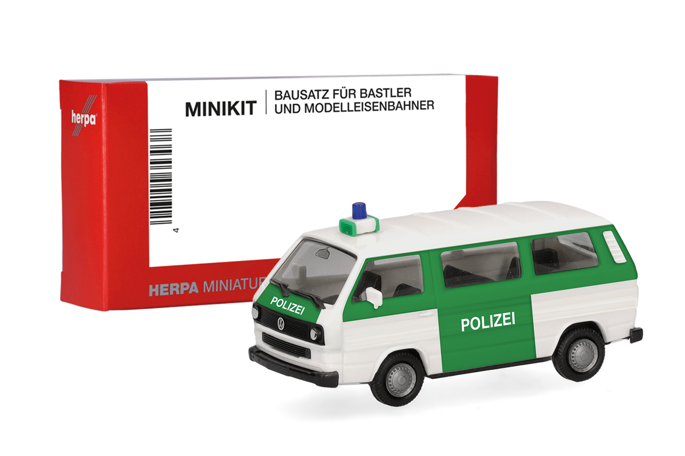 Herpa 014120 MiniKit: VW T3 Bus "Polizei" 1:87 Spur H0 Bausatz Neu