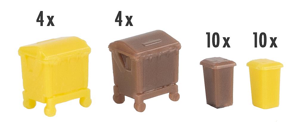 Faller 272926 Mülltonnen-Set, braun und gelb 1:160 Spur N Neu OVP