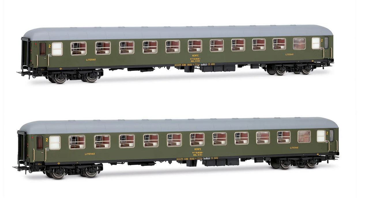 Electrotren HE4036 RENFE 2-unit pack BBL-8100 couchette coaches Spur H0