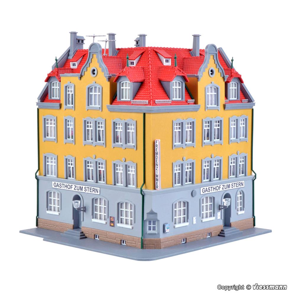 Kibri 38350 Eckhaus inkl. Hausbeleuchtungs-Startset 1:87 Spur H0