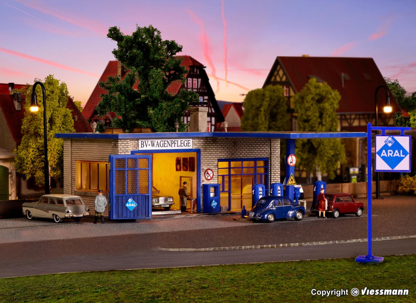 Vollmer 45156 ARAL-Tankstelle 1:87 Spur H0 Bausatz Neu OVP