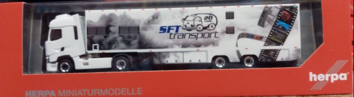 Herpa 311243 Renault T Koffer-Sattelzug "SFT Transporte / Partyauflieger