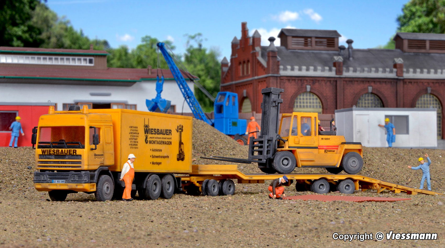 Kibri 13580 DAF Zugmaschine mit Tiefladeanhänger und Stapler 1:87