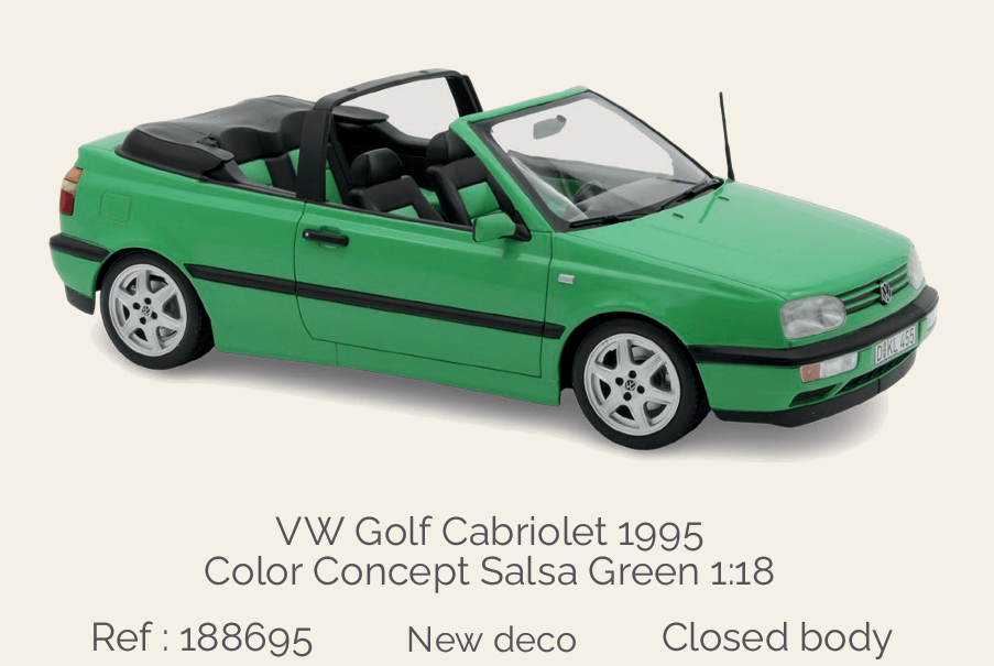 Norev 188695 VW Golf Cabriolet 1995 Color Concept Salsa Green 1:18