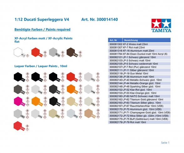 Tamiya 14140 Ducati Superleggera V4 1:12 Modellbausatz NEU OVP