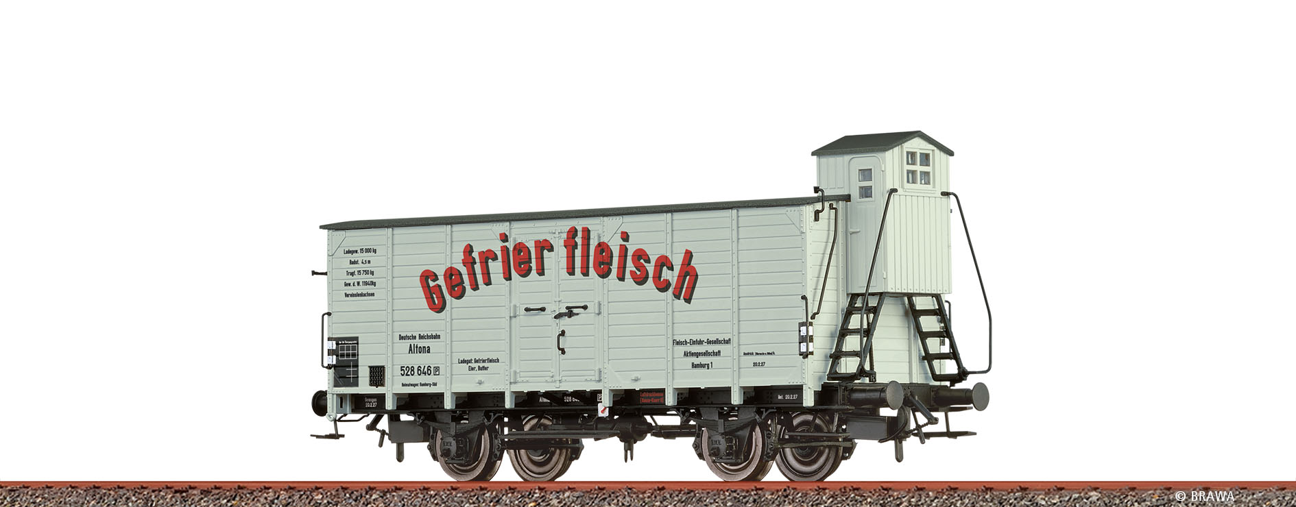 Brawa 51213 H0 Bierwagen "Gefrierfleisch Hamburg Altona" DRG