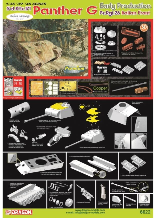 Dragon 6622 Sd.Kfz.171PantherG EarlyProd.Italia 1:35 Bausatz Neu