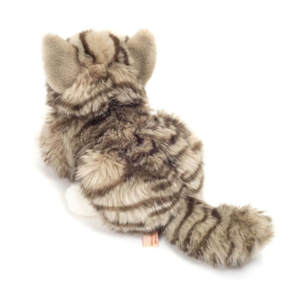 Teddy Hermann 906919 Katze liegend grau 20 cm Stoff/Plüsch/Kuscheltier NEU