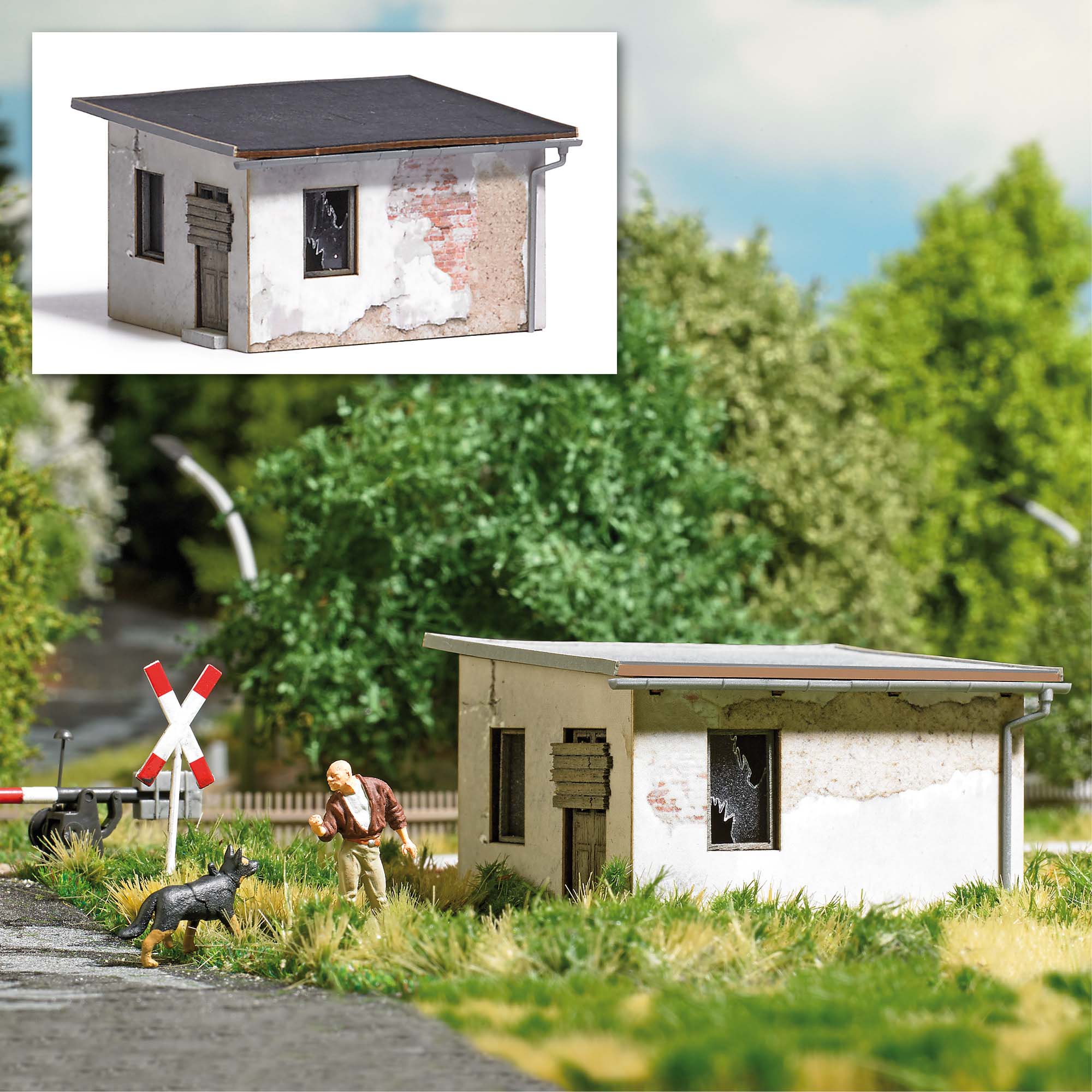 Busch 1952 Alter Schrankenposten - Spur H0 - Bausatz - Neu - OVP