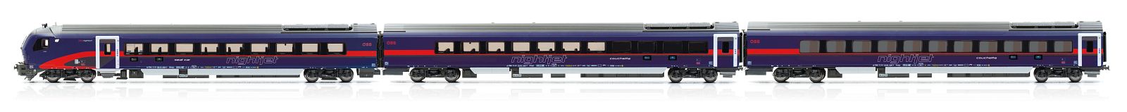 Jägerndorfer 72312 3er Set Nachtzugwagen DANI ÖBB Nightjet Sound Spur H0