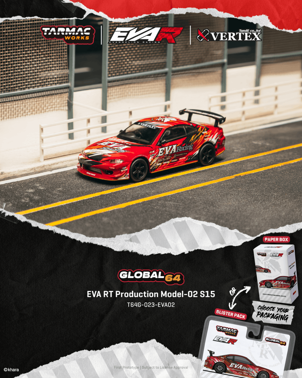 Tarmac Works T64G-023-EVA02 1:64 NISSAN SILVIA (S15) EVA RT PRODUCTION MODEL-02 2025
