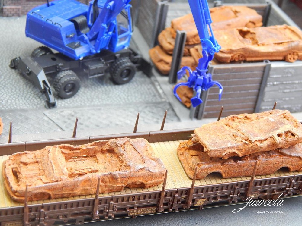 Juweela 28169 Schrottautos (BRD) rostig Echtrost, 12x (Miniatur)