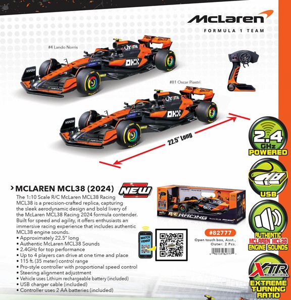 Maisto 82777 "Premium" McLaren MCL38 ´24 (2,4 GHz) mit Sound #4 Norris
