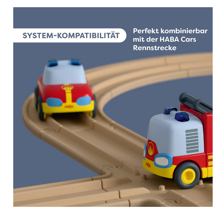 HABA 2013816001 Cars Feuerwehr-Spielset 2 Autos Hänger Wasser-Kugel
