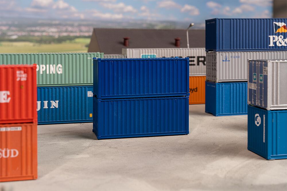 Faller 182054 20' Container blau 2er-Set 1:87 Spur H0 Bausatz Neu
