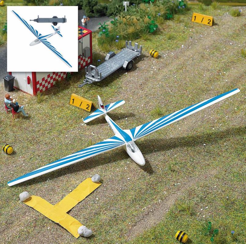 Busch 1155 Segelflugzeug mit Anhänger 1:87 H0