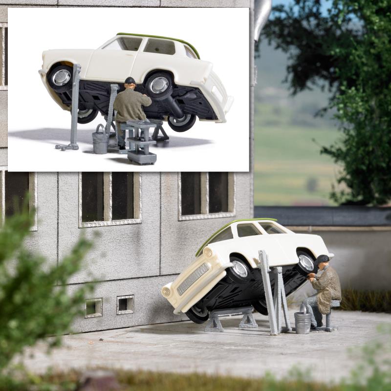 Busch 7938 Action Set: Trabant Hebevorrichtung - Spur H0 - Neu