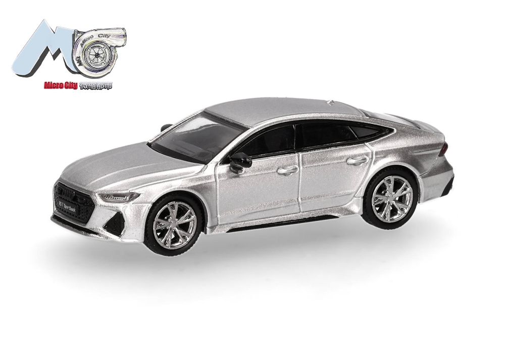 Herpa 87MC000083 MicroCity: Audi RS7 silber 1:87 Spur H0 Standmodell