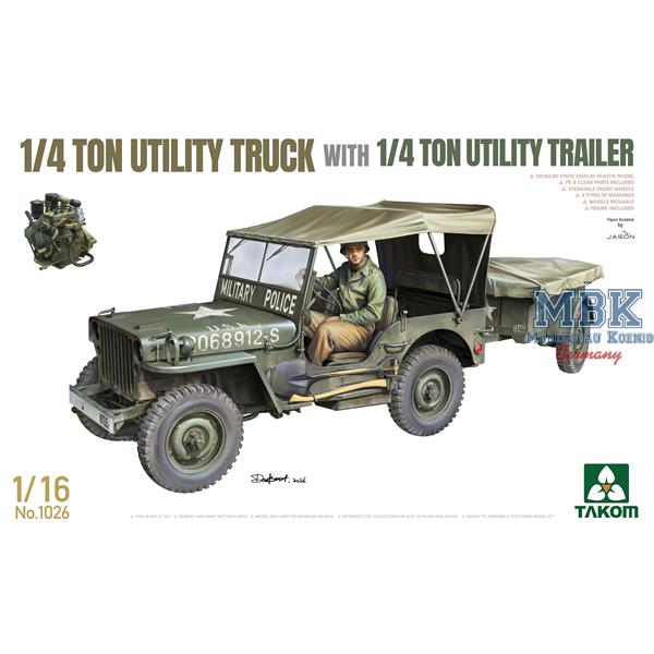 Takom 1026 1/4-ton utility truck w. 1/4-t. utility trailer 1:16