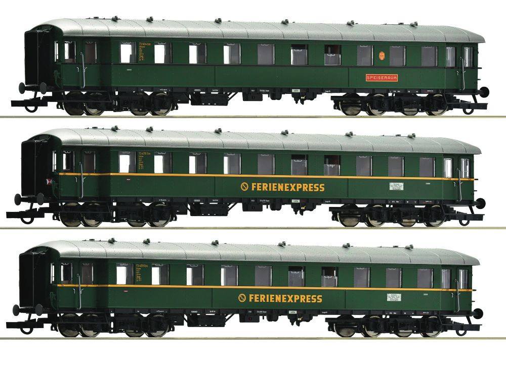 Roco 6200235 3-tlg Set Reisezugwagen „Ferienexpress“ DB Spur H0
