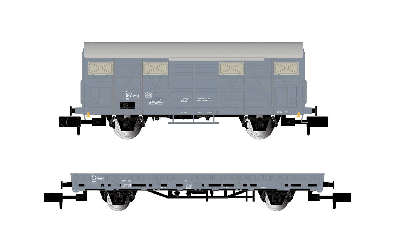 Arnold HN6716 FS, 2-tlg. Set Dienstwagen, VGhs-Kastenwagen + Vkkkm-Flachwa