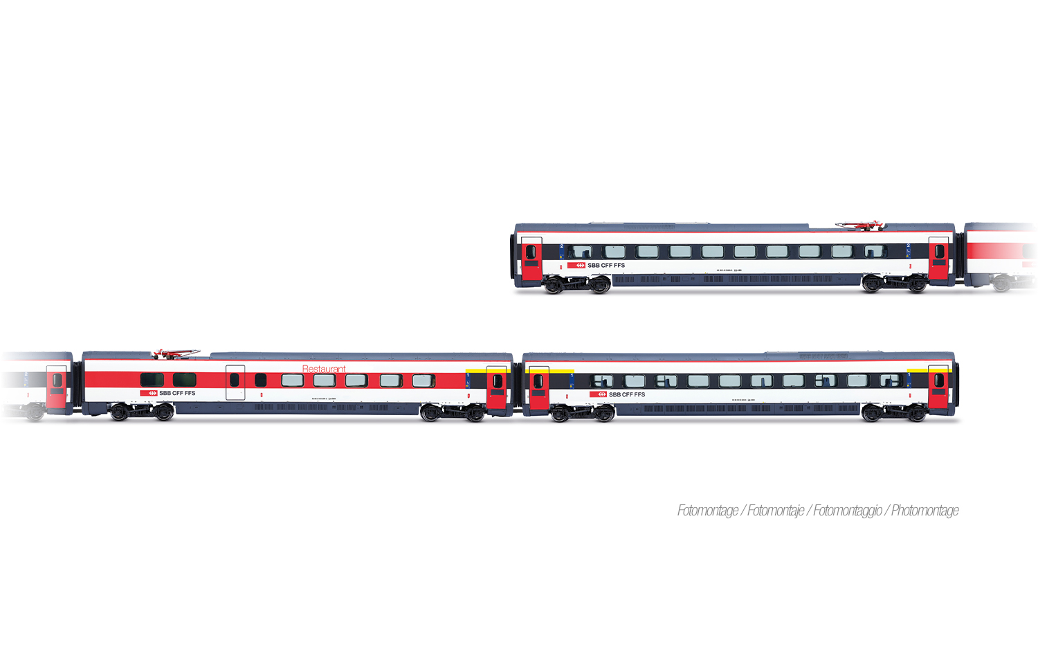 Arnold HN3517 SBB, 3-tlg. Set Zwischenwagen der ETR 610 1. Serie, ICN-Farb