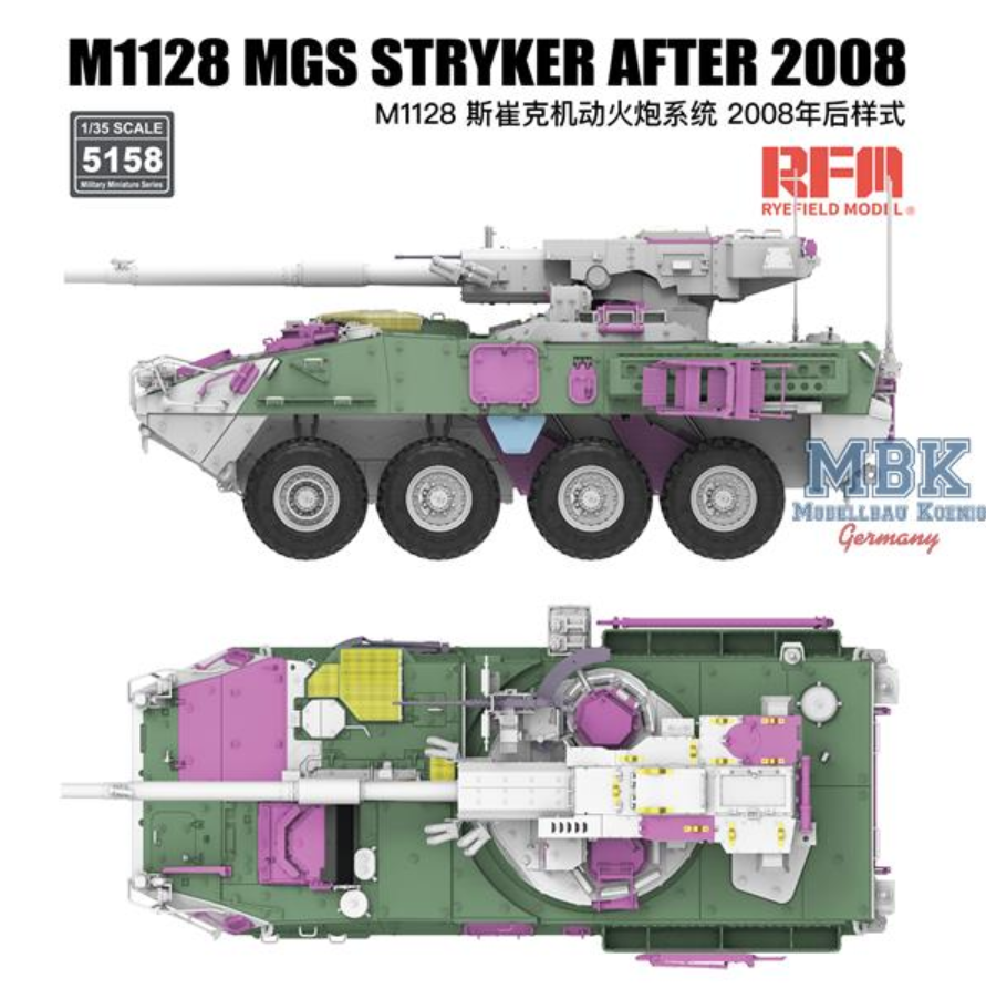 Rye Field Model 5158 M1128 MGS Stryker After 2008 1:35 Bausatz NEU OVP