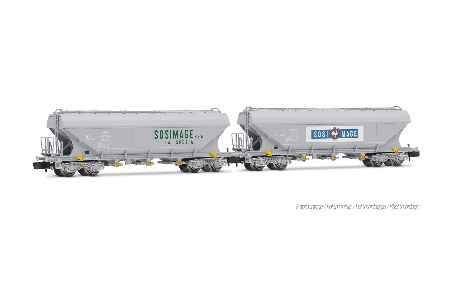 Arnold HN6736 FS, 2-tlg. Set 4-achs. Getreidesilowagen mit geraden Seitenw