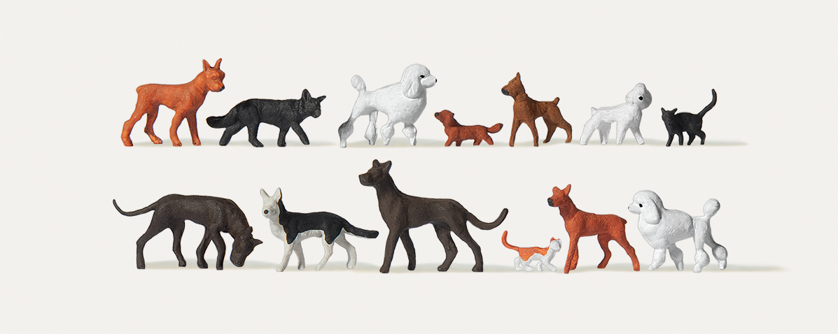 Merten 0212582 Hunde und Katzen - Spur H0 - Neu - OVP