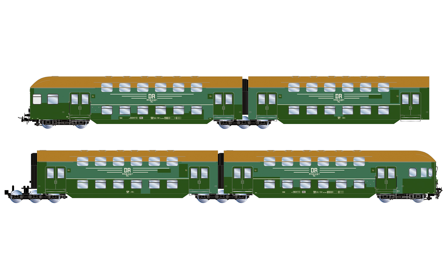 Rivarossi HR4424 DR, 4-tlg. Doppelstockeinheit mit Steuerabteil, grüne "Flick