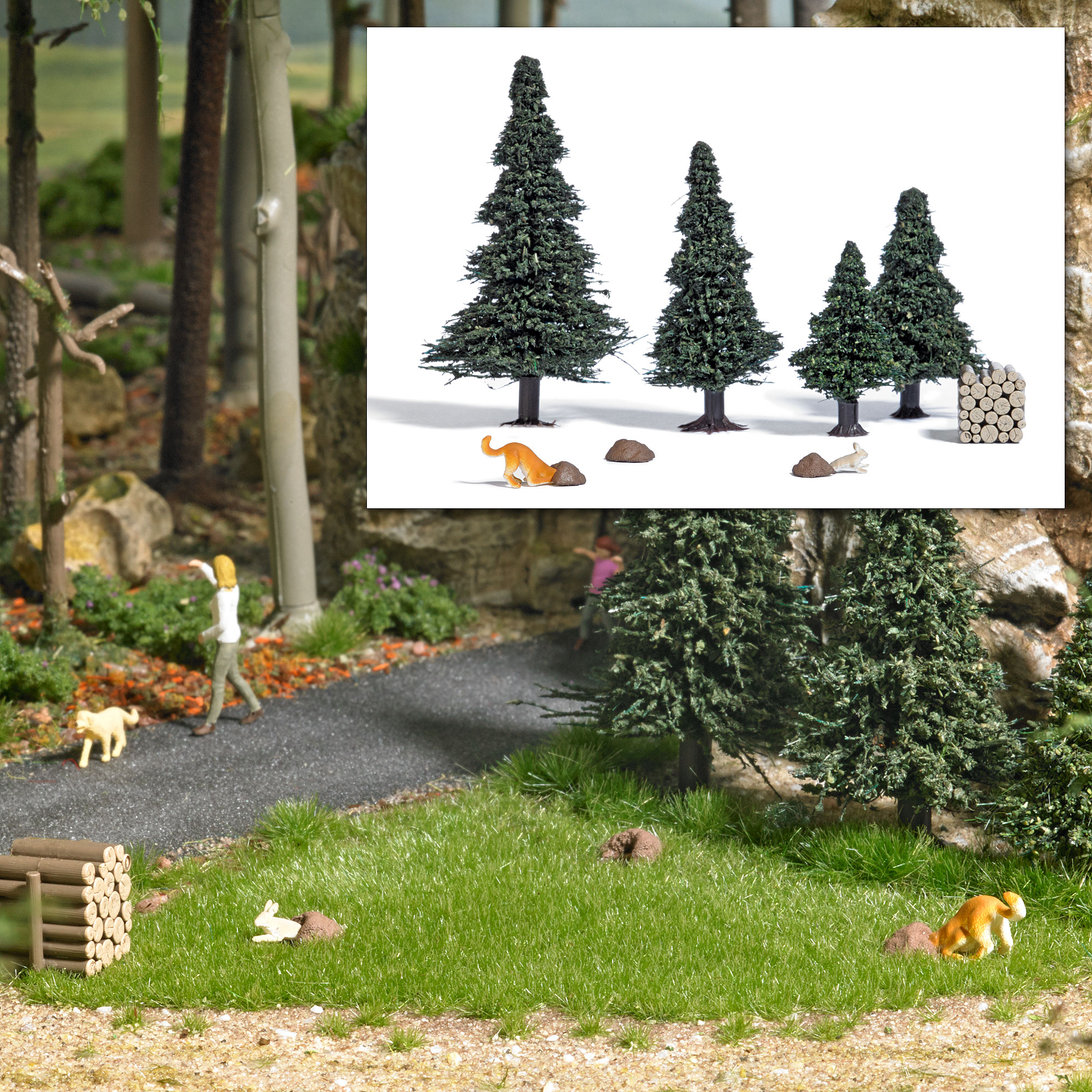 Busch 7987 Action Set Hund auf Hasenjagd 1:87 Spur H0 Neu OVP