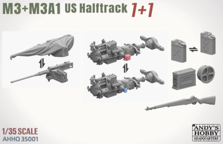 Andy's Hobby Headquarters 35001 M3 & M3A1 U.S. WWII HALFTRACKS 1:35 Bausatz NEU
