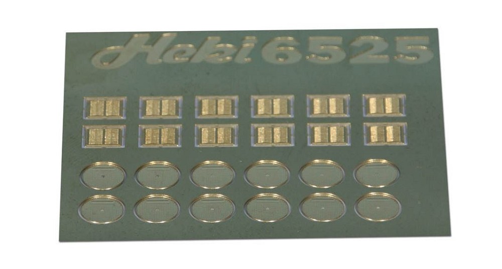 Heki 6525 12 Kanaldeckel, 12 Einlaufgitter - Spur H0 - Neu - OVP