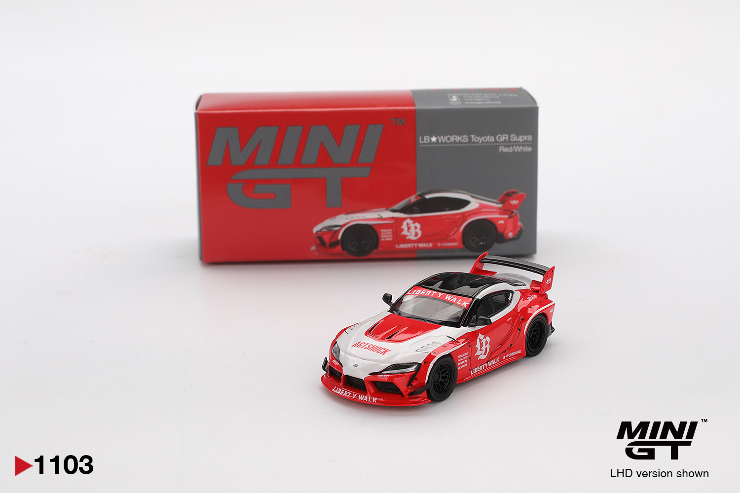 Mini GT 1103 LB-WORKS Toyota GR Supra Red/White 2025 1:64 NEU