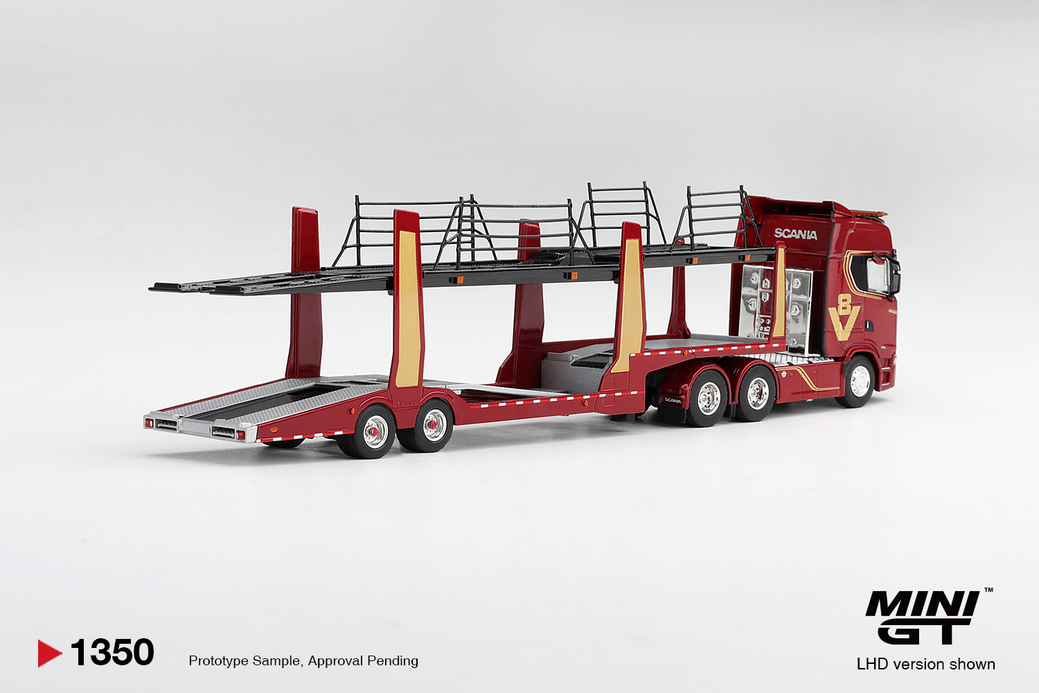 Mini GT 1350 1:64 Scania 770S A6x4NA Car Transporter V8