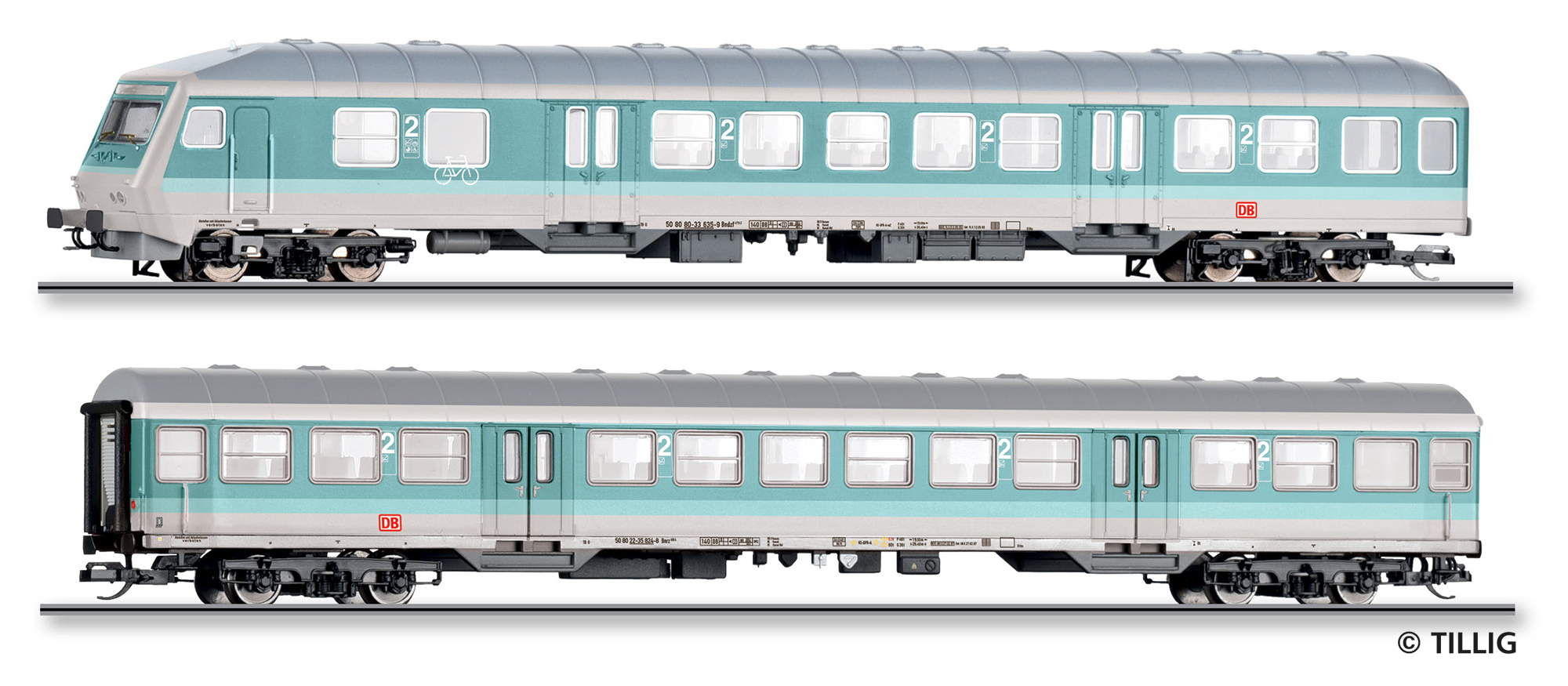 Tillig 01125 Reisezugwagenset der DB AG, bestehend aus einem Steuerwagen
