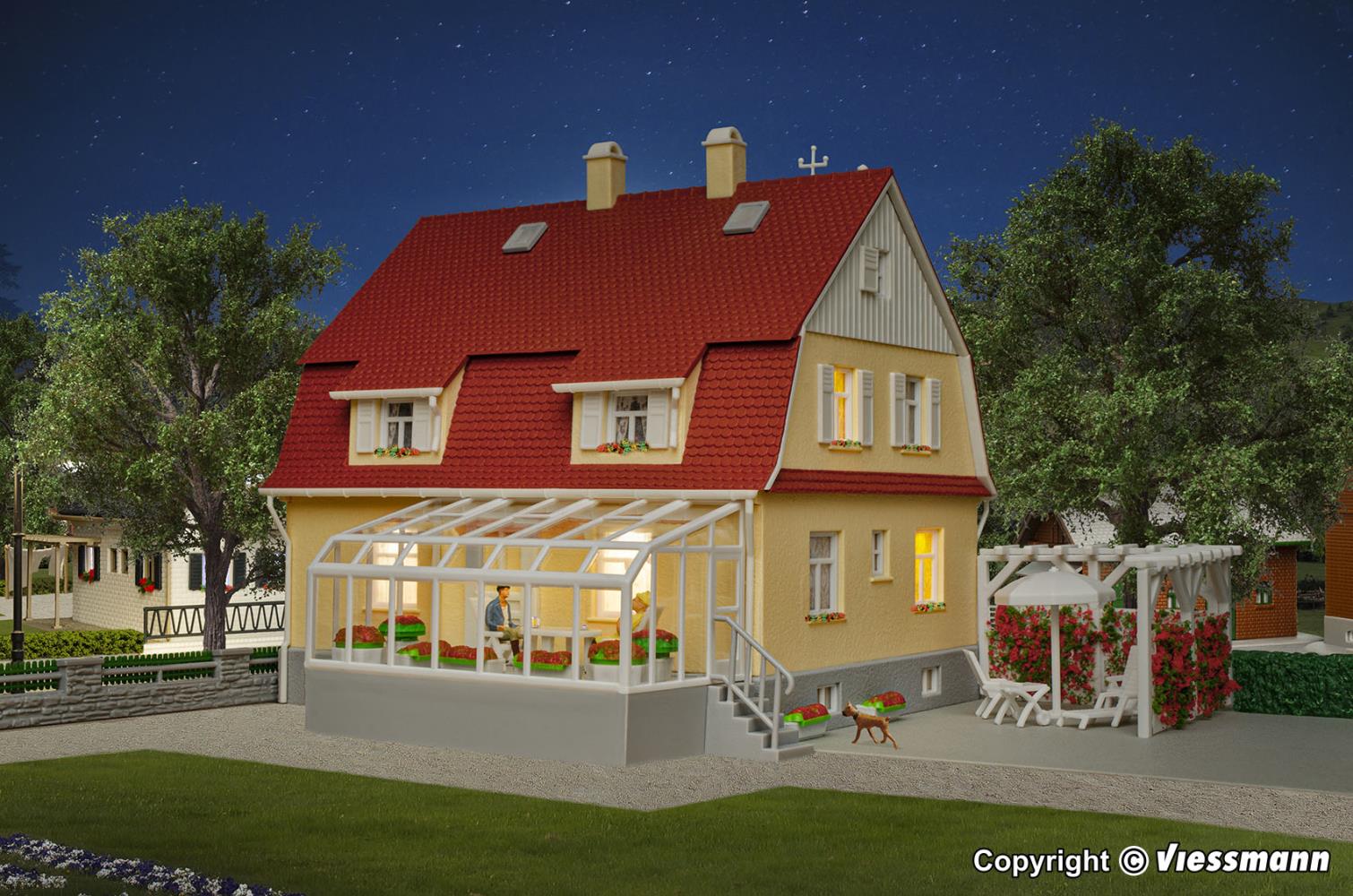 Kibri 38700 Wohnhaus m. Wintergarten, Bausatz, Spur H0, NEU OVP