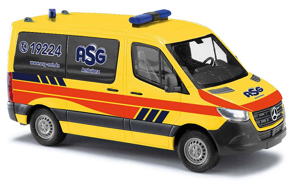 Busch 53457 MB Sprinter kurz ASG Ambulanz HH 1:87 Spur H0 Neu
