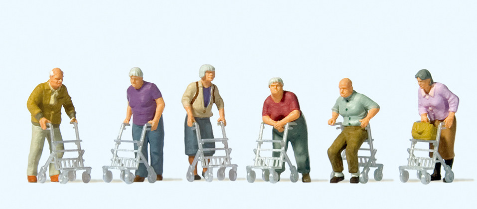 Preiser 10718 Senioren mit Rollator 1:87 Spur H0 NEU OVP Figuren