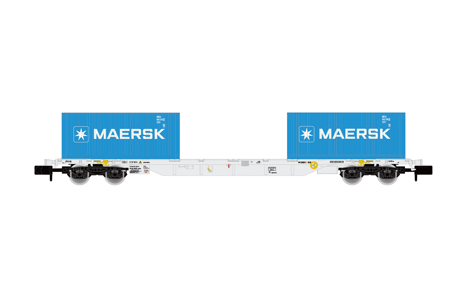 Arnold HN6745 4-achs. Containerwagen Sgnss, graue Farbgebung, beladen mit