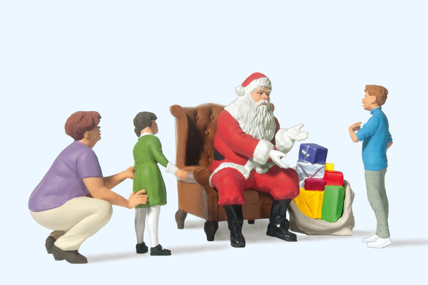 Preiser 44931 Weihnachtsmann im Sessel Mutter mit Kindern Spur G