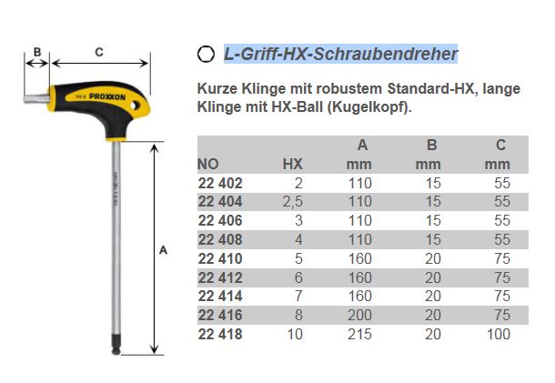 Proxxon 22418 FLEX-DOT-Schraubendreher mit L-Griff, HEX 10