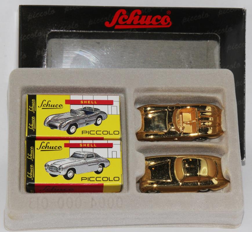 Schuco Piccolo Mercedes Benz Set - MB 300 SLR+ MB 300 SL W194 - gold - 1:90