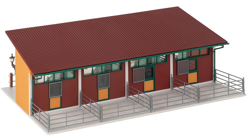 Faller 130597 Pferdestall mit 4 Pferden 1:87 Spur H0 Bausatz Neu