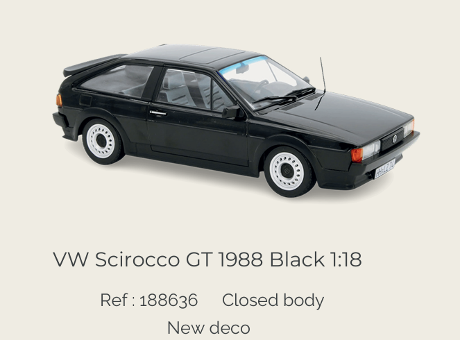 Norev 188636 VW Scirocco GT 1988 Black 1:18