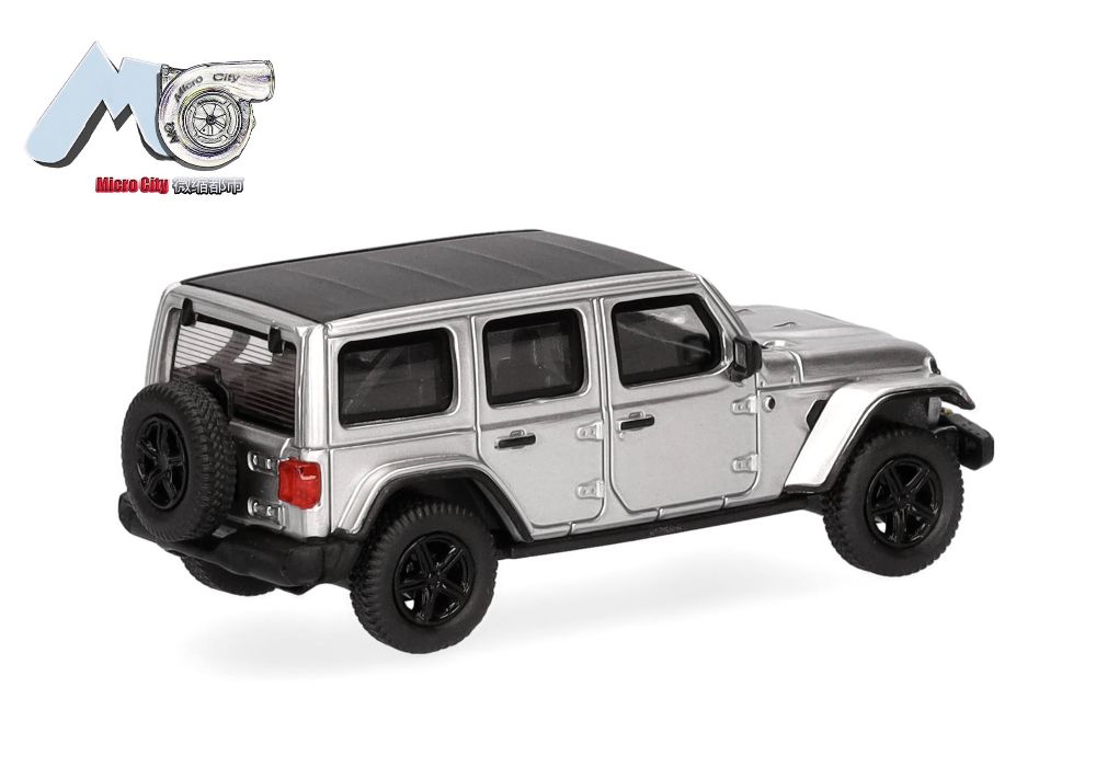 Herpa 87MC000027 MicroCity: Jeep Wrangler silber (ab 2017) 1:87 Spur H0