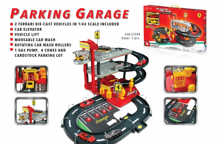 Bburago 18-31204 Parking Garage, inkl. 2 Autos, Tragebox