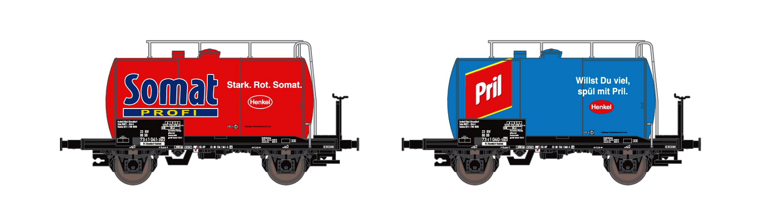 Hobbytrain H24837 2er Set Leichtbau-Kesselwgn DB/Pril/Somat Ep.V Spur N