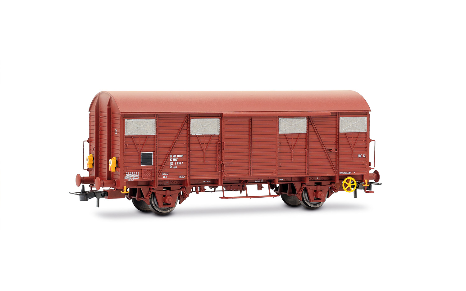 Jouef HJ6325 SNCF, 2-tlg. Set gedeckter Güterwagen der Bauart Gs, braune